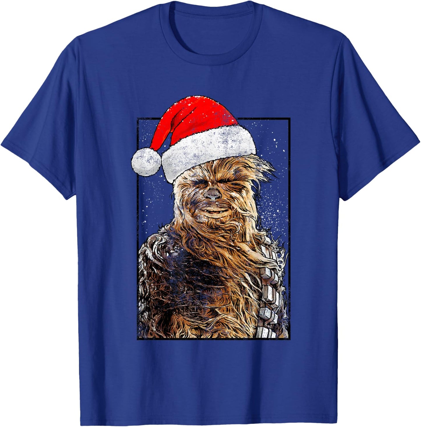 Star Wars Christmas Santa Chewbacca Windswept Movie Panel T-Shirt - T-Shirt | Royal