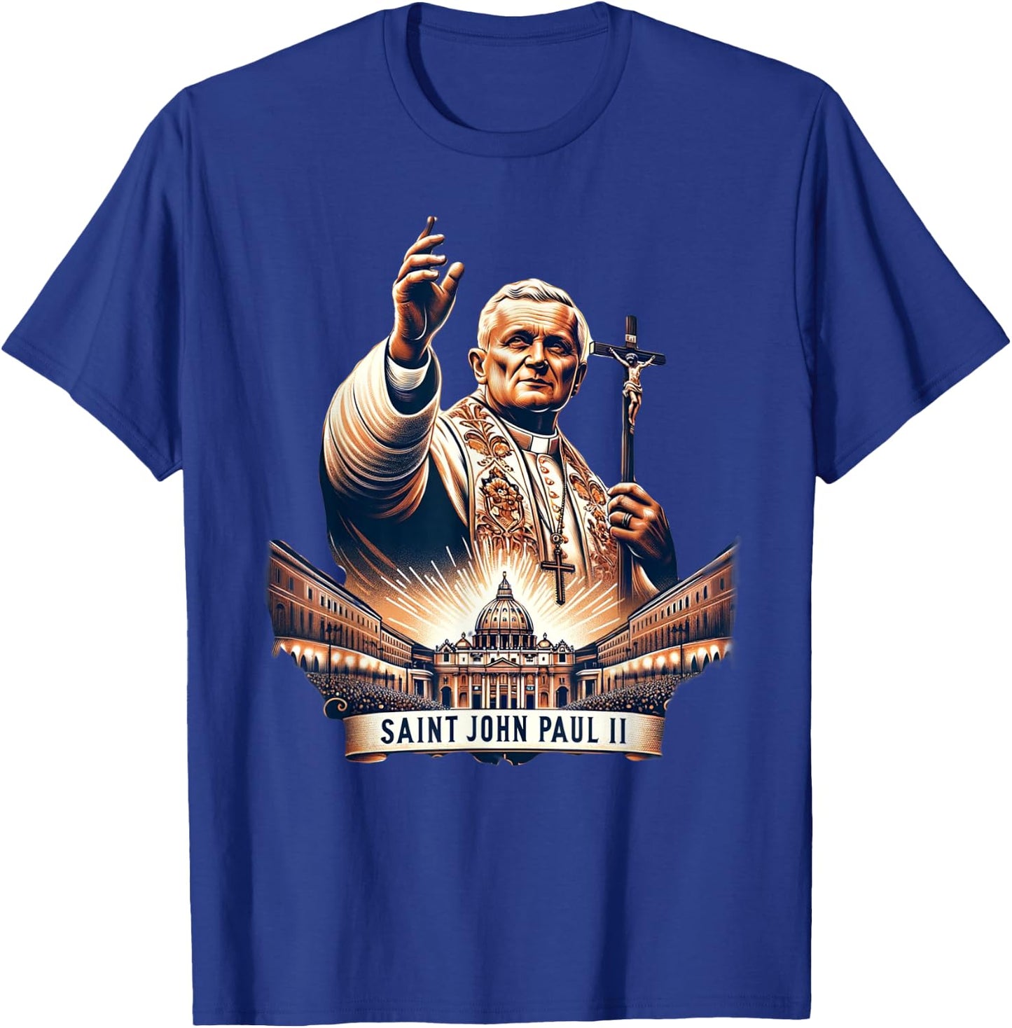 Saint John Paul II Catholic T-Shirt - T-Shirt | Royal