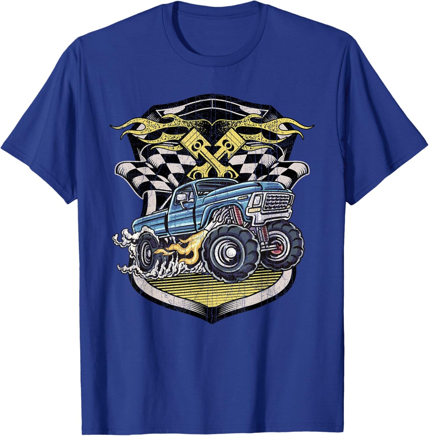 Monster Truck Shirt Retro Distressed Vintage Monster Truck T-Shirt - T-Shirt | Royal