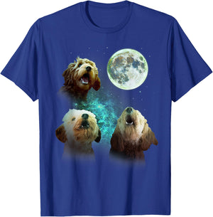 Three Goldendoodles Howl At Moon 3 Wolfs Wolves Funny Parody T-Shirt - T-Shirt | Royal