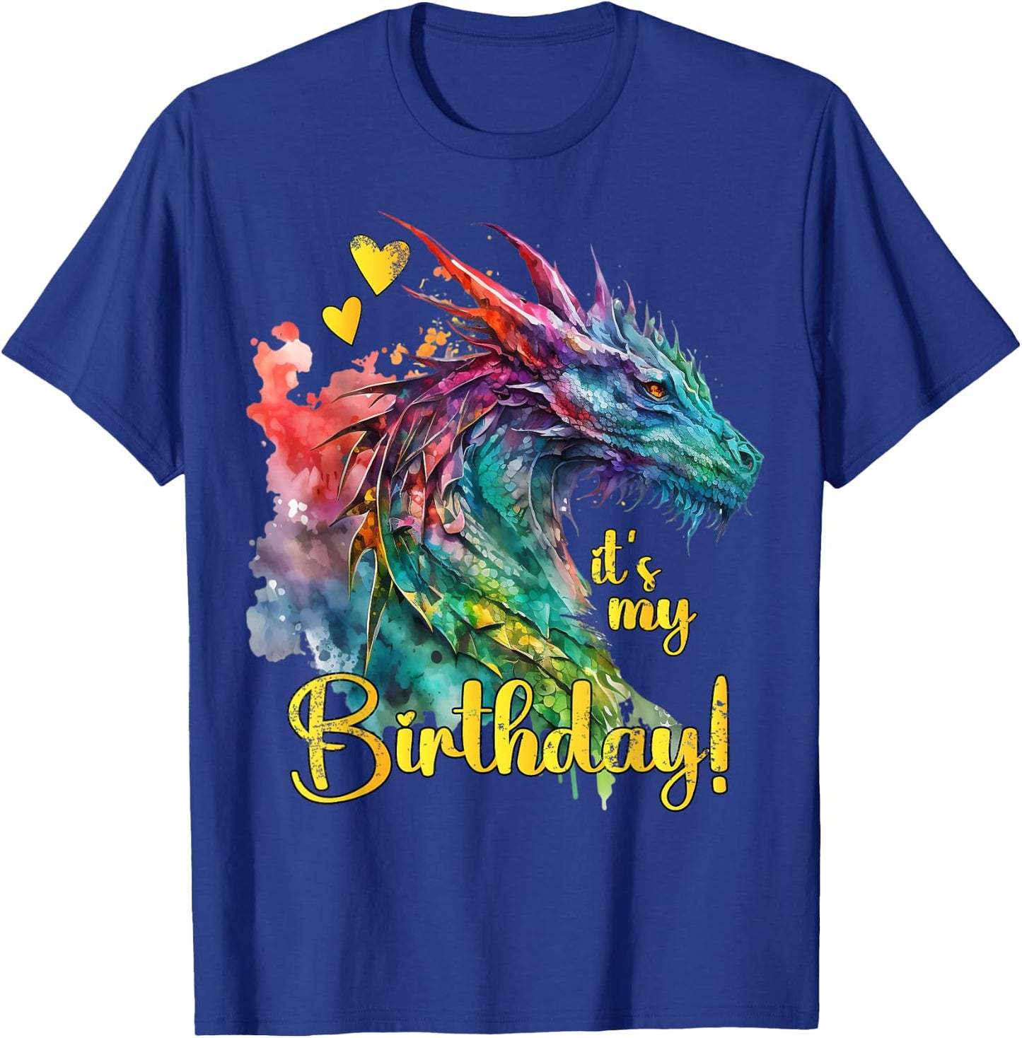 It's my Birthday Dragon Themed - Dragons Lover Watercolor T-Shirt - T-Shirt | Royal