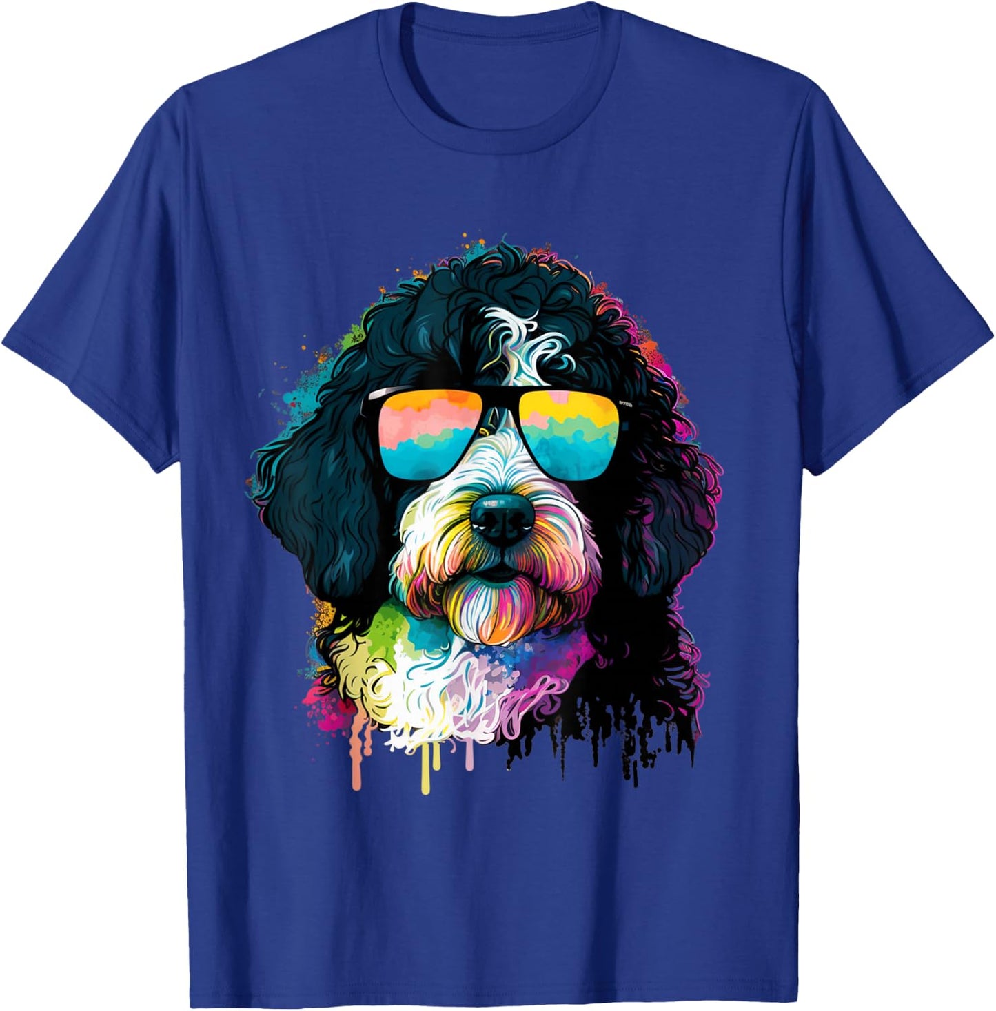Cute Bernedoodle With Sunglasses Colorful Graphic Dog Lover T-Shirt - T-Shirt | Royal