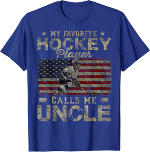 My Favorite Hockey Player Calls Me Uncle Father's Day T-Shirt - T-Shirt | Royal