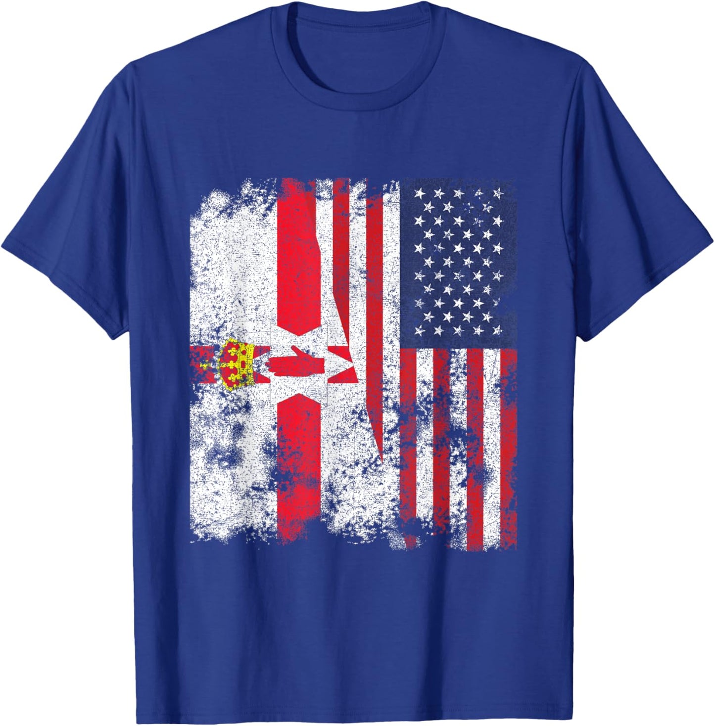 Northern Ireland USA Flag Distressed - Half American Kids Men T-Shirt - T-Shirt | Royal