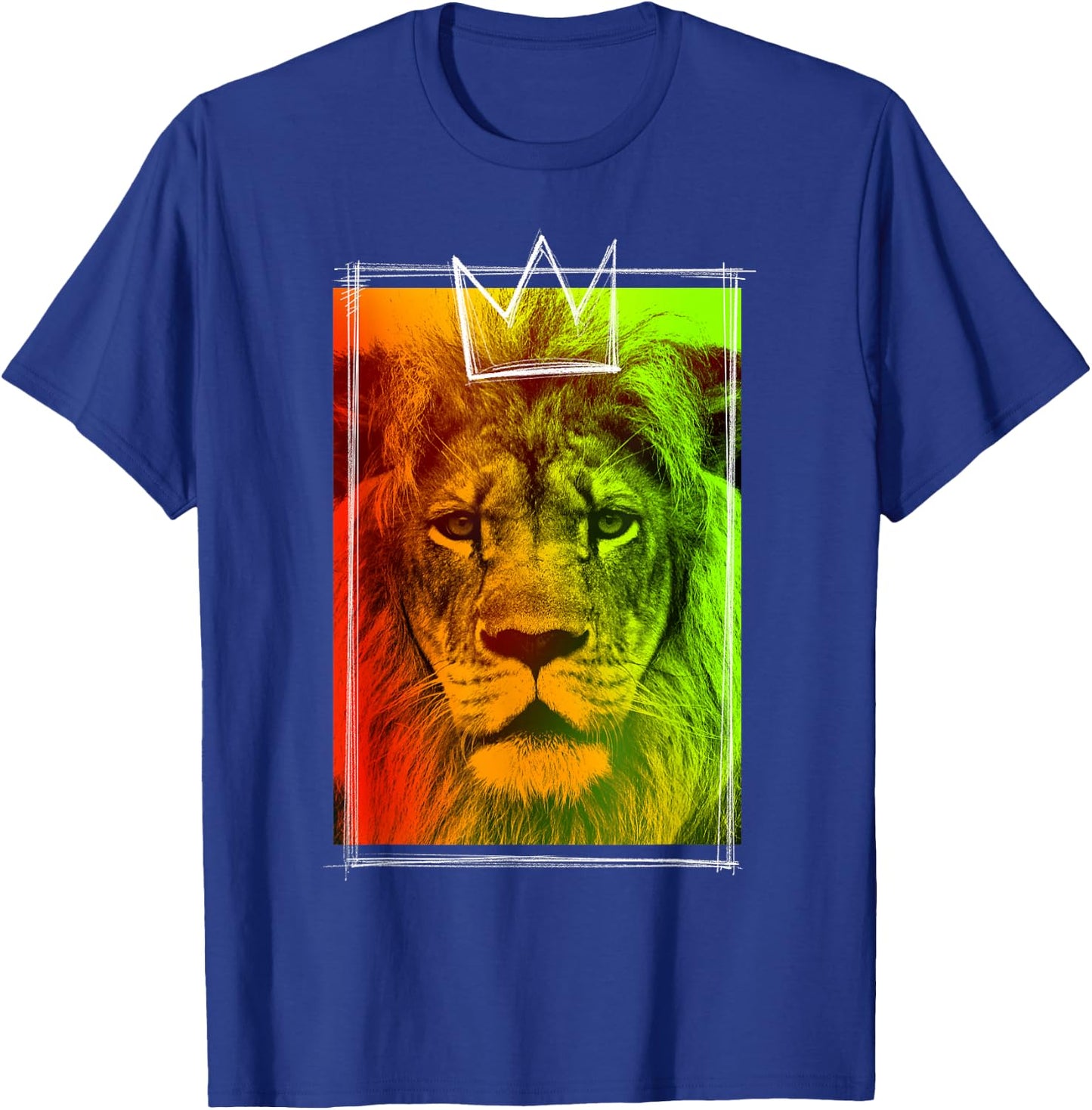 Trendy King Lion Neon Crown Poster T-Shirt - T-Shirt | Royal
