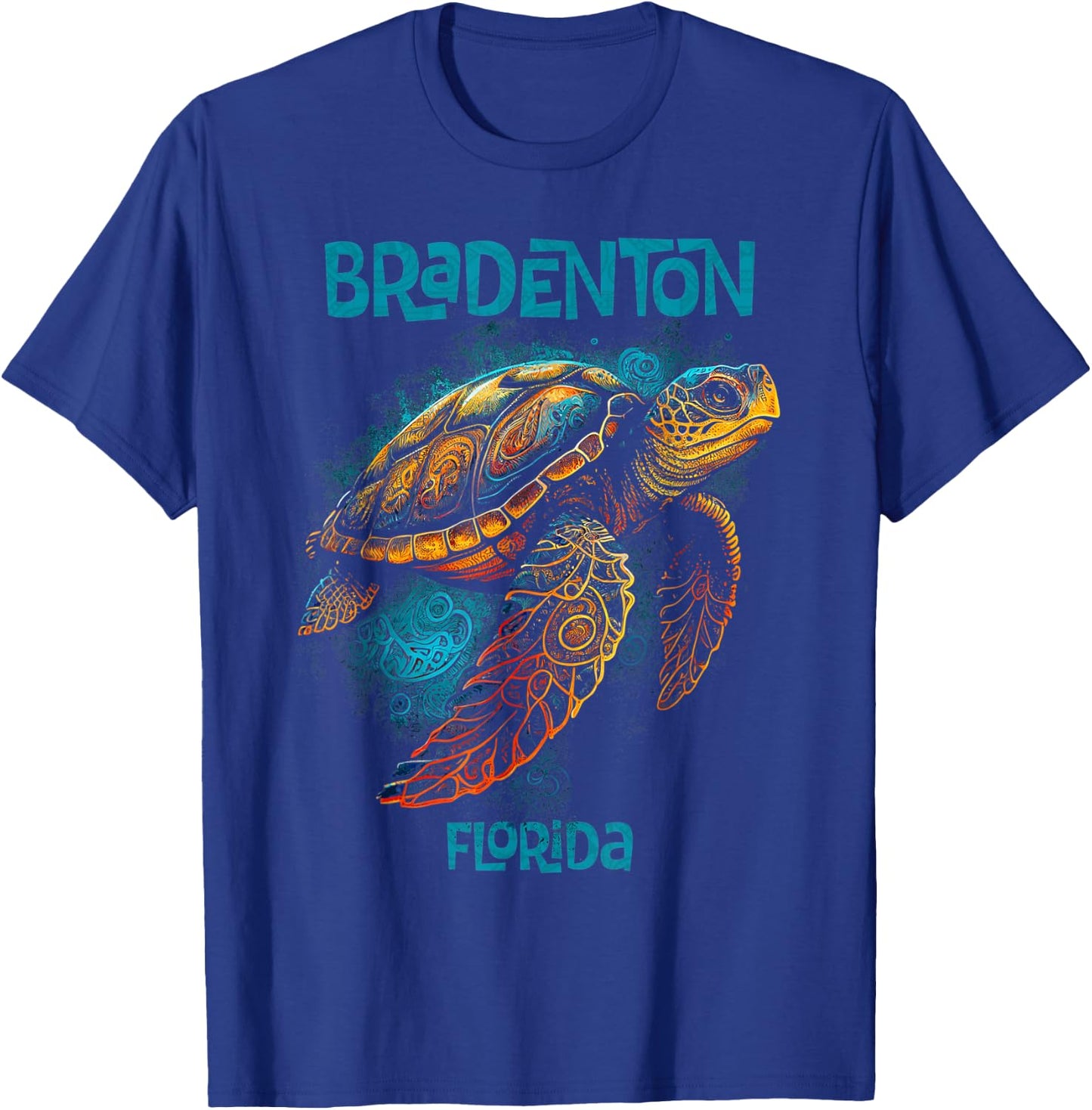 Bradenton Beach Florida FL Retro Vintage Sea Turtle T-Shirt - T-Shirt | Royal