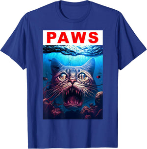 Paws Funny Cat Kitten Shark Tomcat Kitty Parody Cat Lover Men Women Girls Kids T-Shirt - T-Shirt | Royal