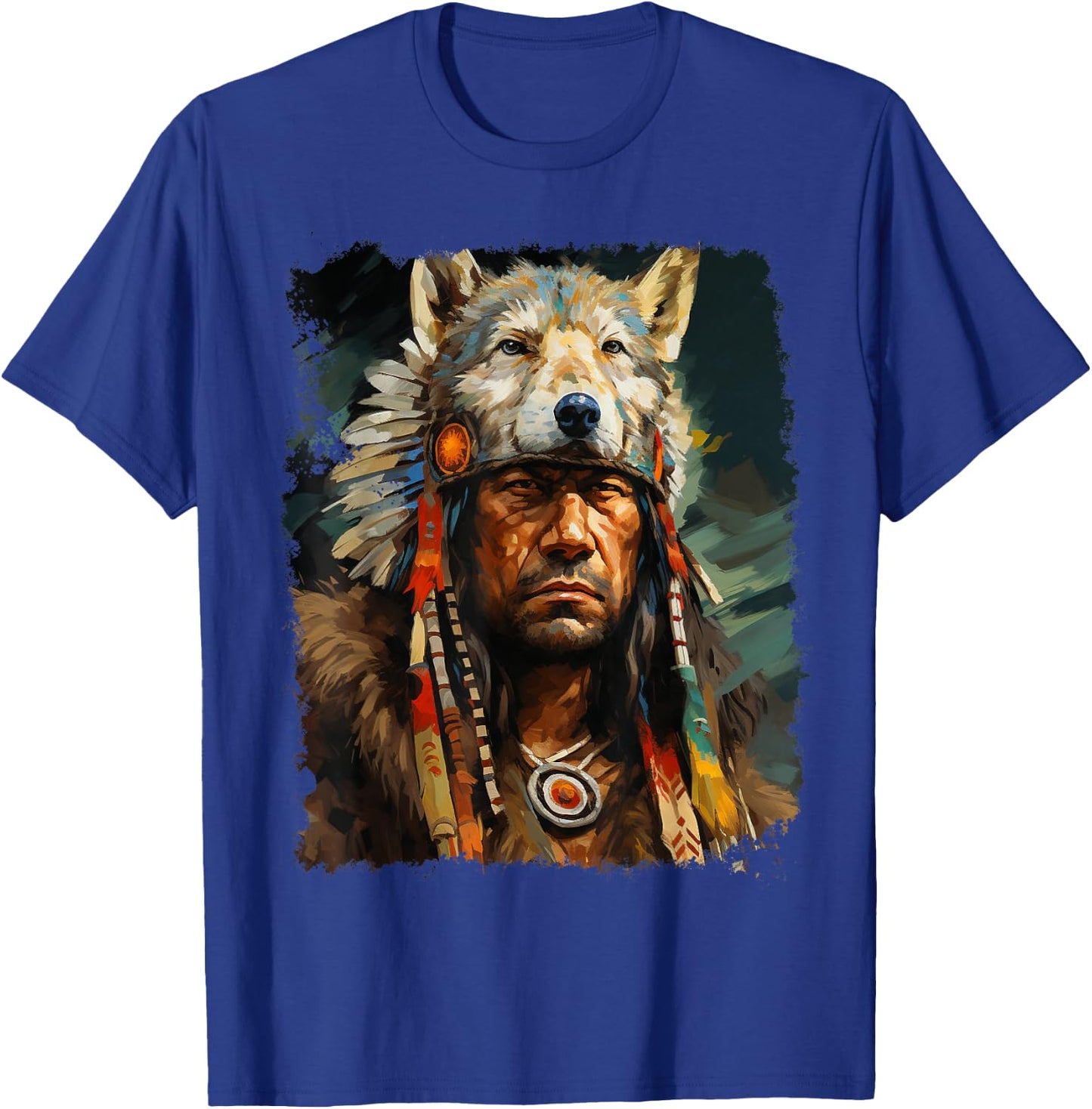 Wolf Native American T-Shirt - T-Shirt | Royal