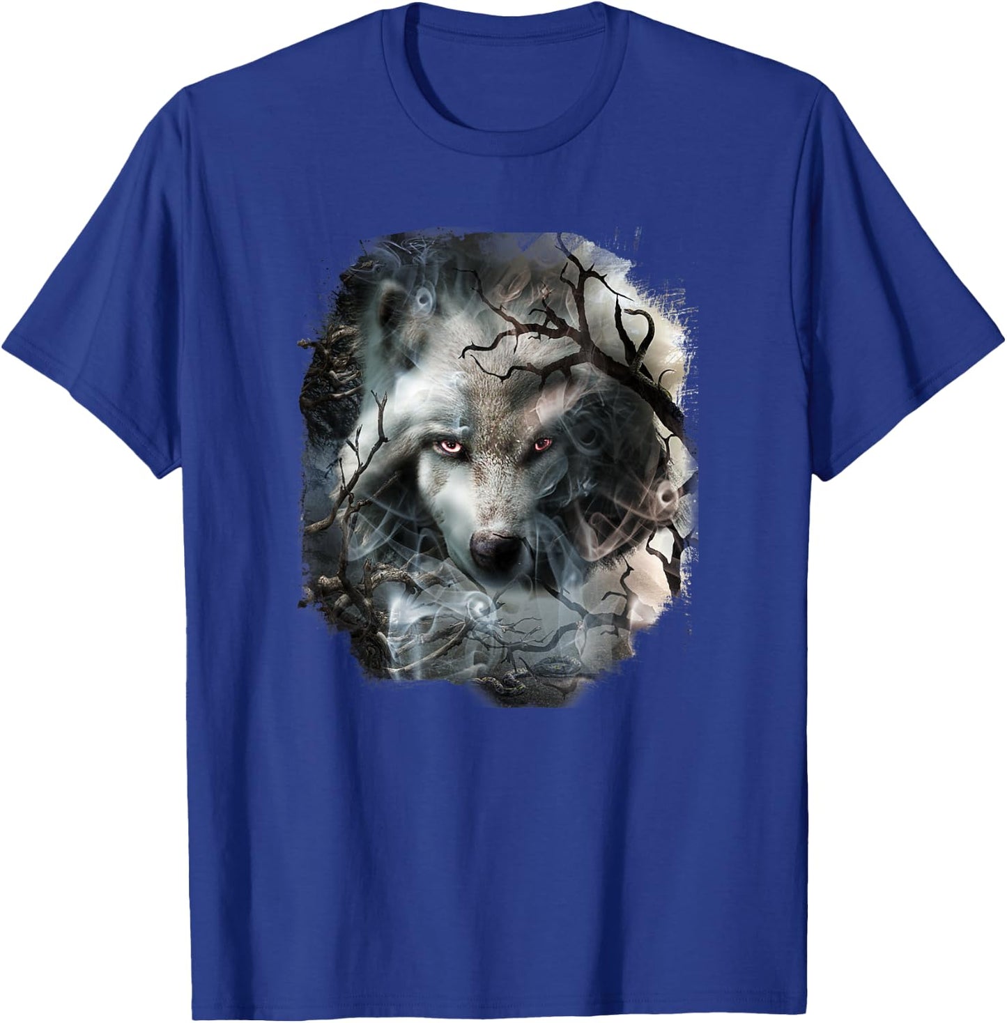 Forest Tree Wolf Face Noir T-Shirt - T-Shirt | Royal