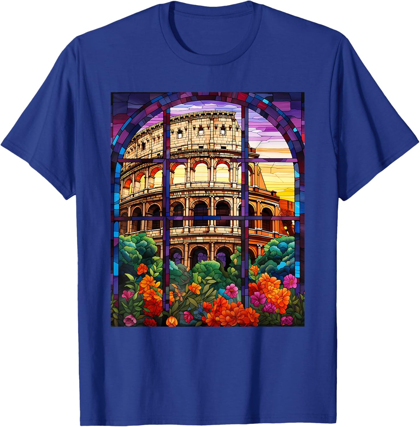 Stained Glass Style Roman Colosseum T-Shirt - T-Shirt | Royal