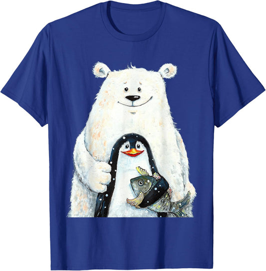 cute Polar bear and penguin bird fish lovers animal friends T-Shirt - T-Shirt | Royal