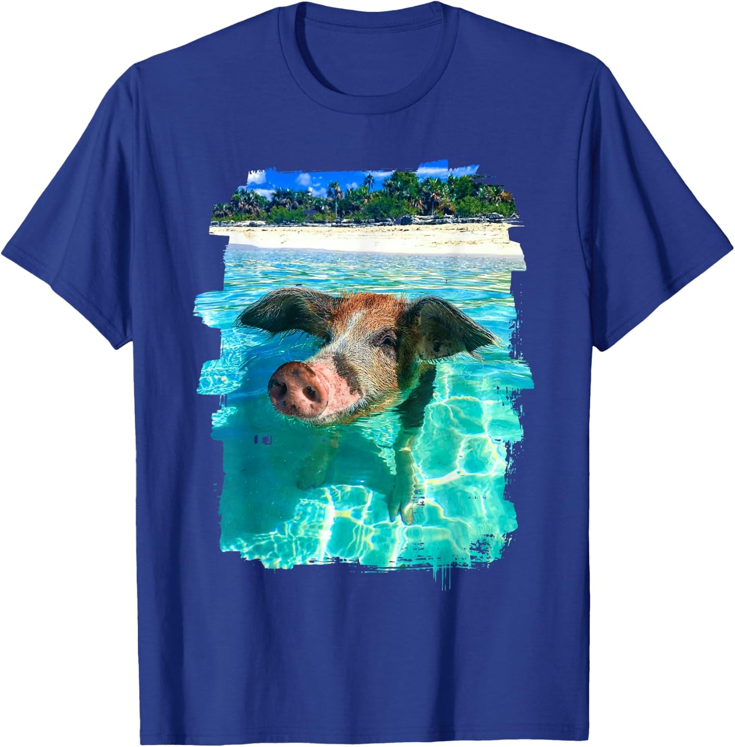 The Bahamas Swimming Pig Caribbean Beach Trips Summer Vibes T-Shirt - T-Shirt | Royal