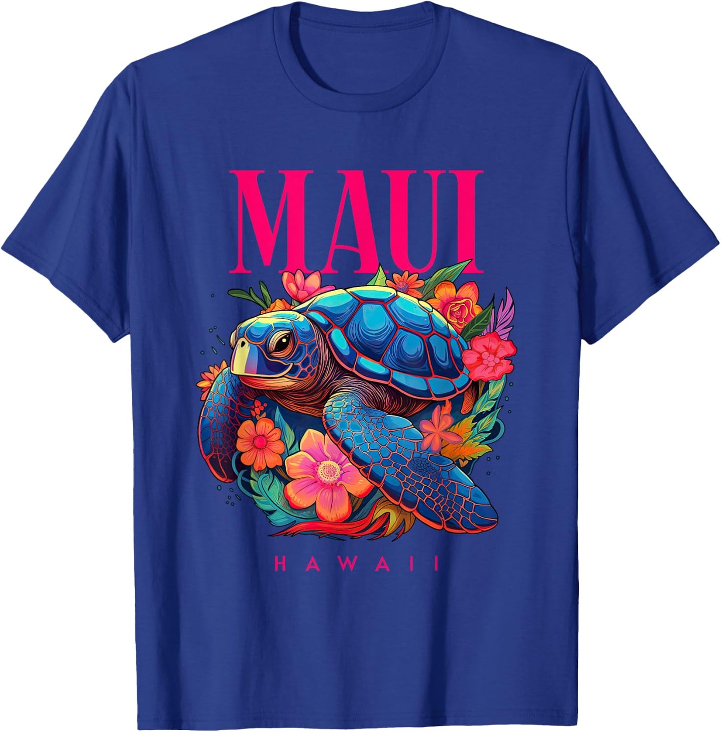 Maui Hawaii Floral Beach Turtle Souvenir Women Kids T-Shirt - T-Shirt | Royal