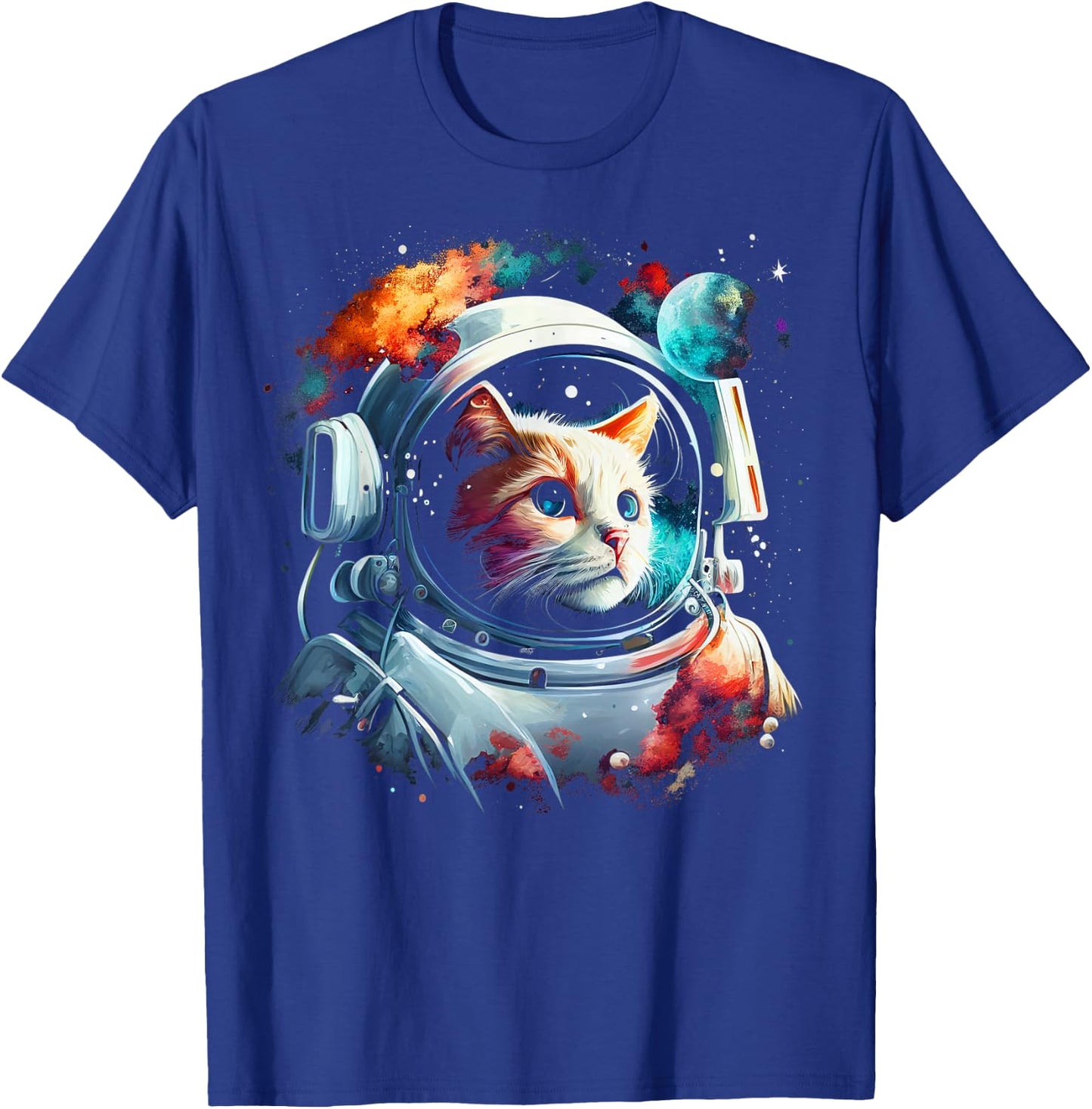 Astronaut Cat or Funny Space Cat on Galaxy Cat Lover Women Kids T-Shirt - T-Shirt | Royal
