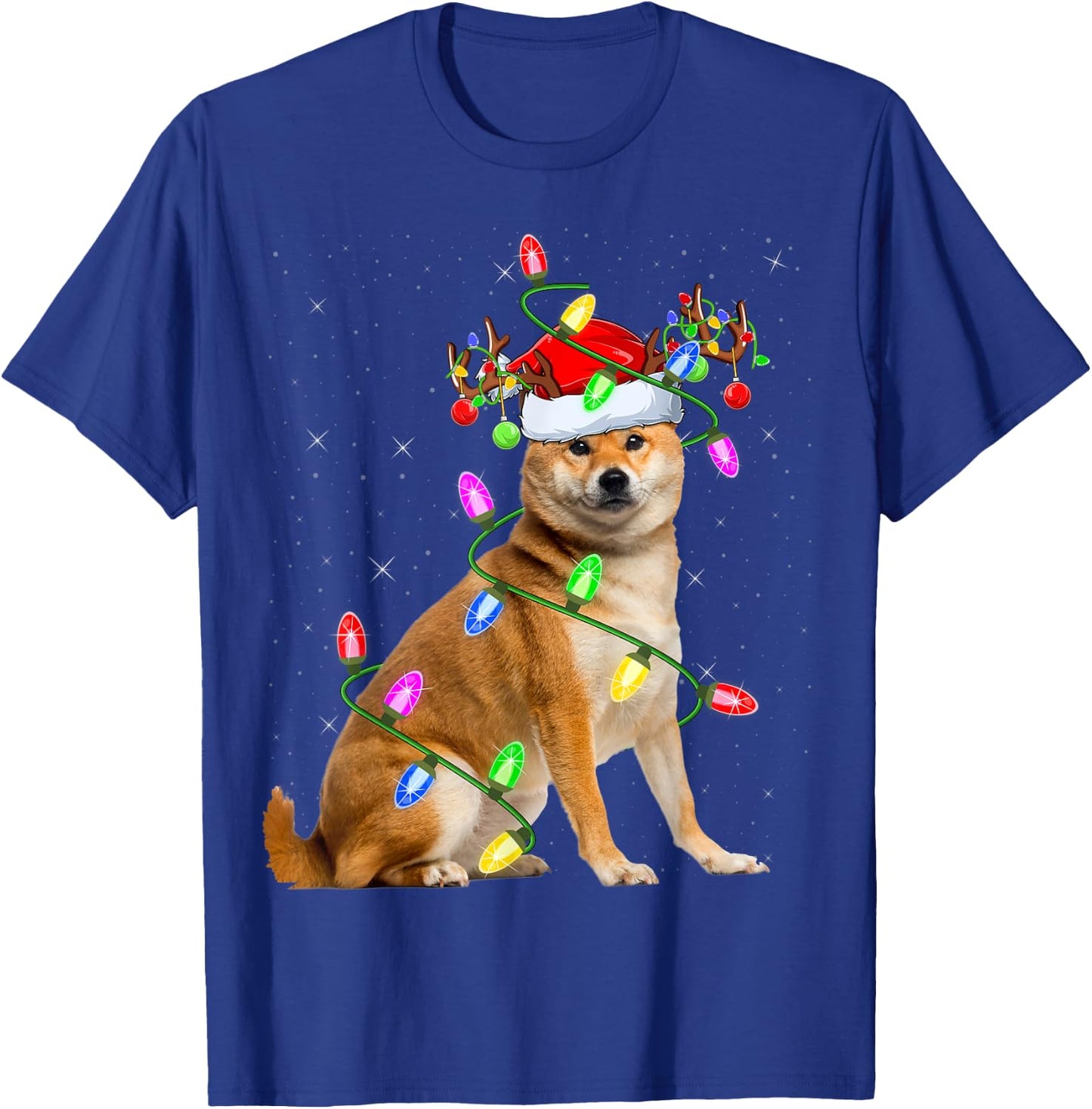Shiba Inu Dog Lover Xmas Lighting Santa Shiba Inu Christmas T-Shirt - T-Shirt | Royal