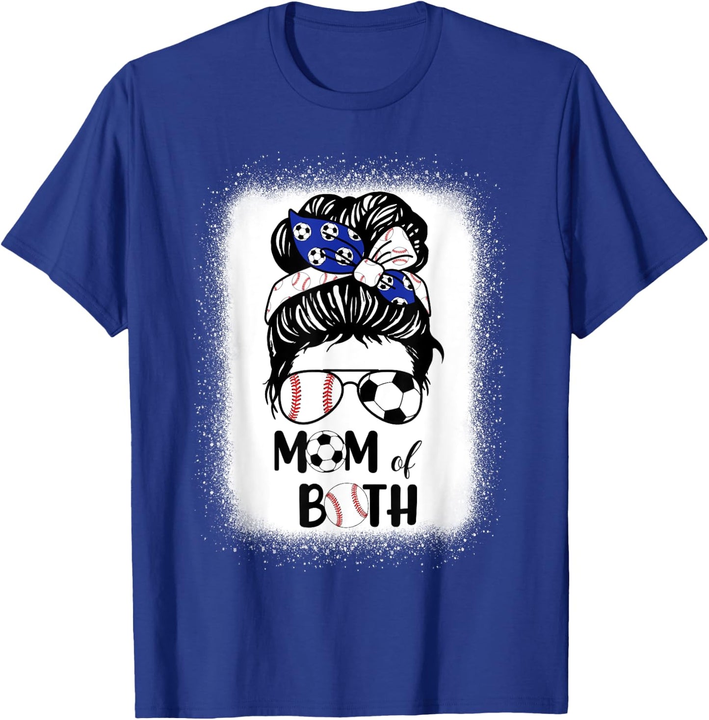 Messy Bun Soccer Mom Baseball Mom Of Both Mothers Day T-Shirt - T-Shirt | Royal