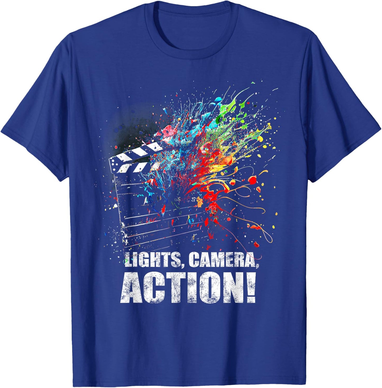Lights Camera Action Movie Director Movie Clapper Board T-Shirt - T-Shirt | Royal
