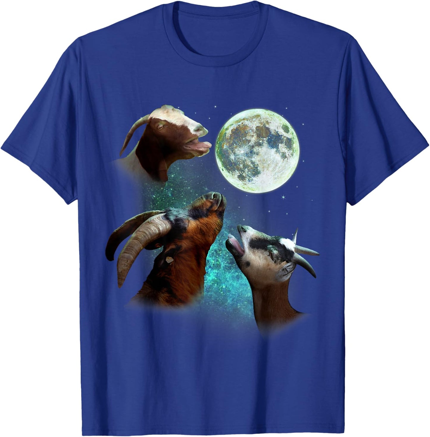 Three Goats Howl At Moon 3 Wolfs Wolves Funny Parody T-Shirt - T-Shirt | Royal