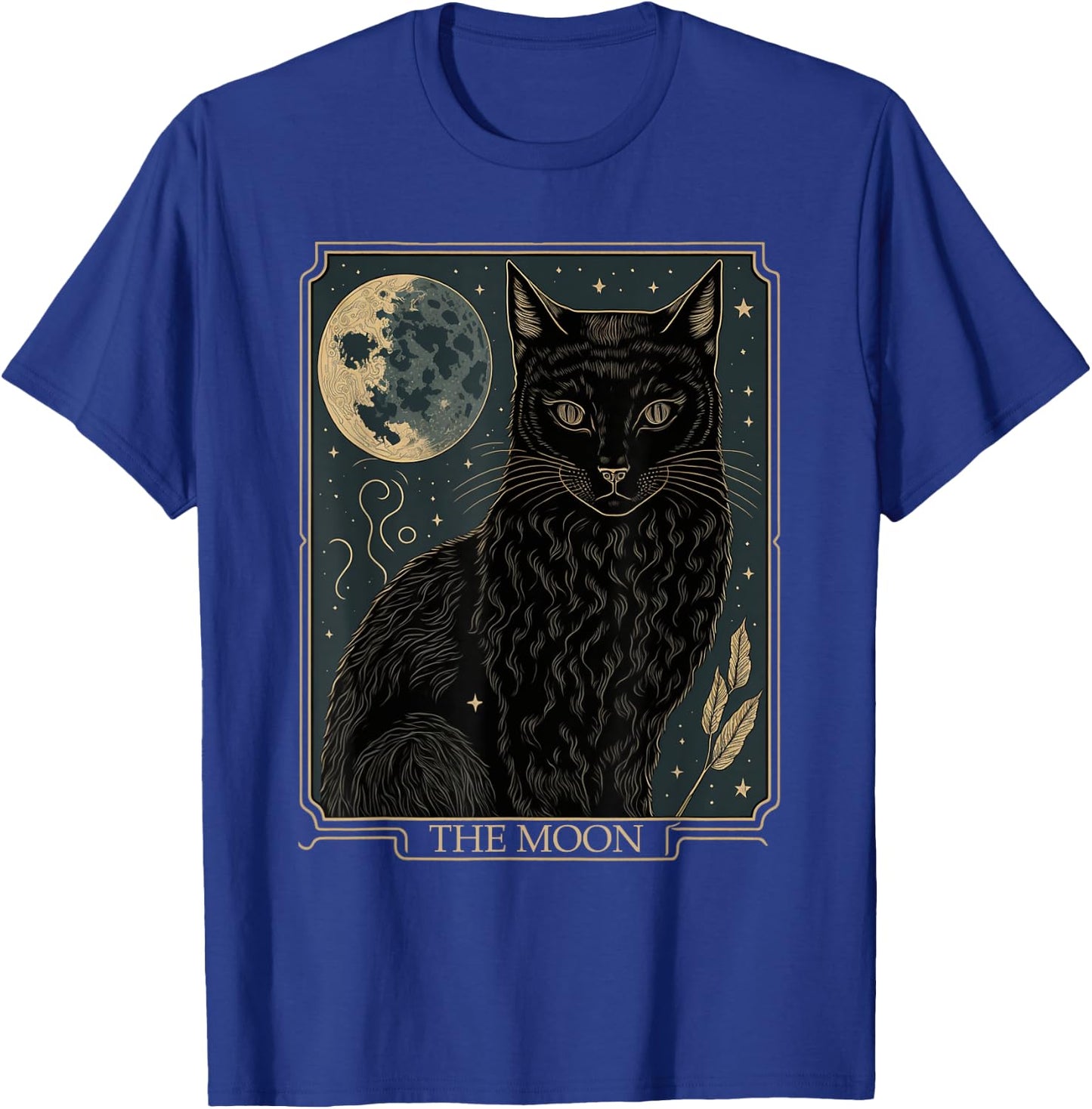 Tarot Card Crescent Moon And Cat Graphic T-Shirt - T-Shirt | Royal