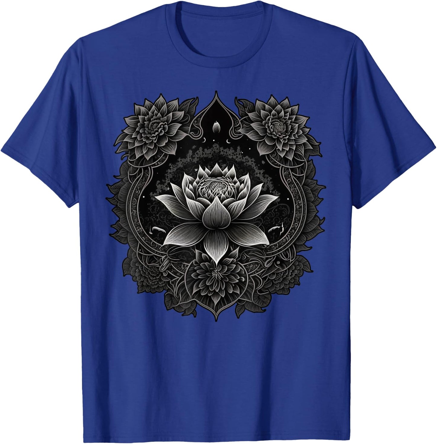 Spiritual Zen Lotus Flower on Mandala Lotus Flower T-Shirt - T-Shirt | Royal