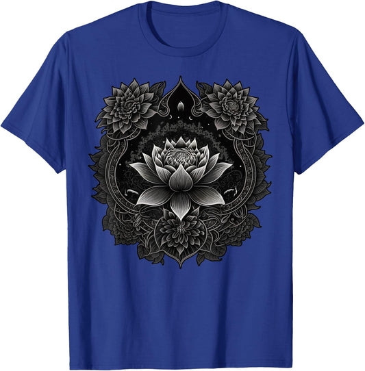 Spiritual Zen Lotus Flower on Mandala Lotus Flower T-Shirt - T-Shirt | Royal