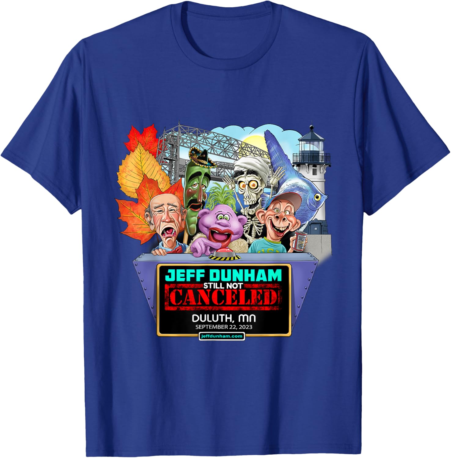 Jeff Dunham Duluth, MN (2023) T-Shirt - T-Shirt | Royal