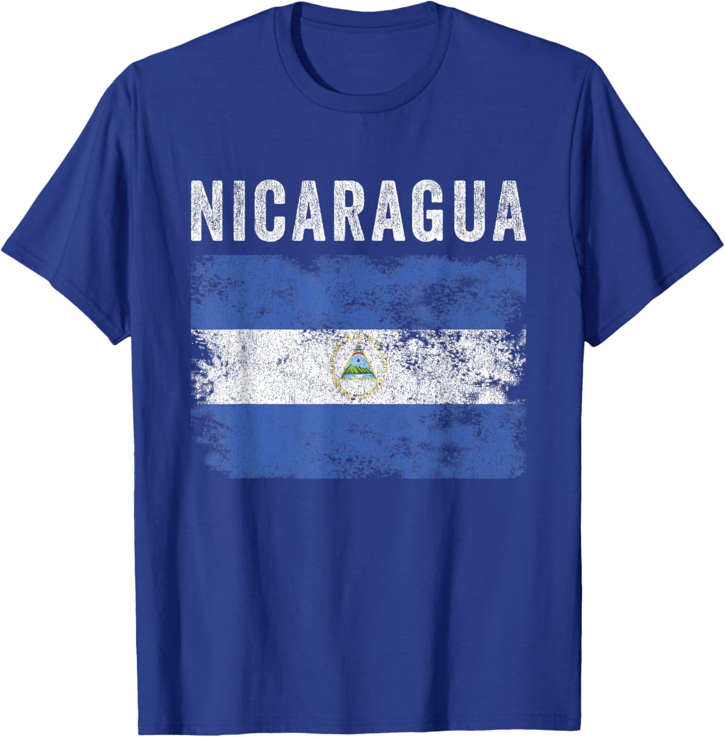 Nicaragua Flag Distressed - Men Women Kids - Nicaraguan Flag T-Shirt - T-Shirt | Royal