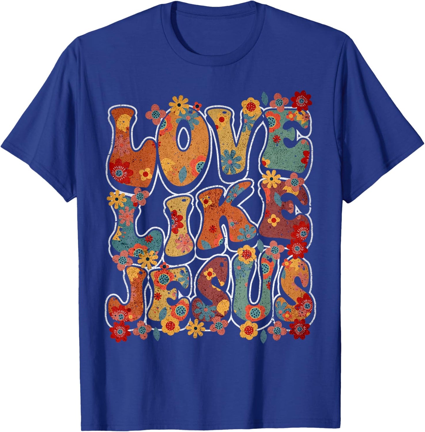 Love Like Jesus Vintage Flower Groovy Jesus T-Shirt - T-Shirt | Royal