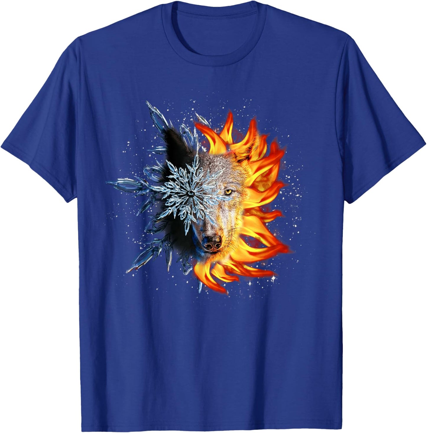 Fire and Ice Wolf, Sun and Moon Wolves T-Shirt - T-Shirt | Royal