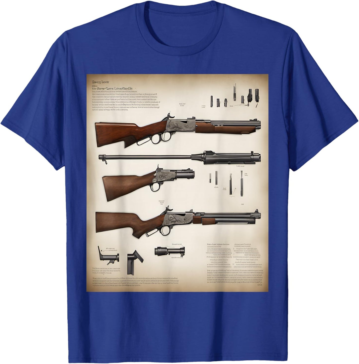 Henry Lever Action Rifle Blueprint Detail T-Shirt - T-Shirt | Royal
