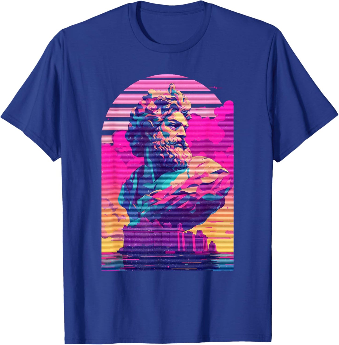 Zeus Jupiter Vaporwave Aesthetic Greek God Retrowave Graphic T-Shirt - T-Shirt | Royal