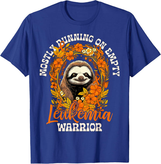 Funny Empty Sloth Leukemia Cancer Warrior Fights Leukemia Ca T-Shirt - T-Shirt | Royal