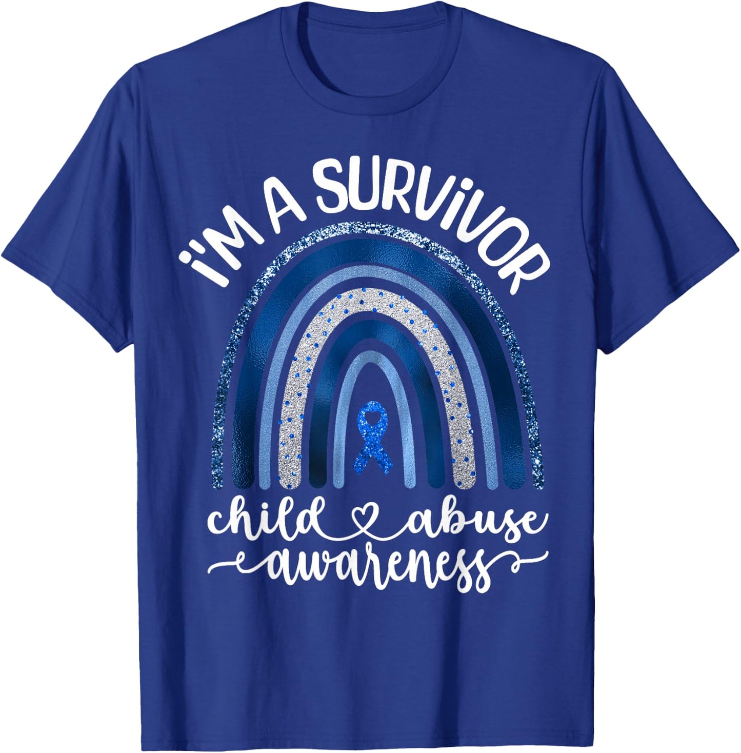 Child Abuse Survivor Child Abuse Prevention Month Rainbow T-Shirt - T-Shirt | Royal