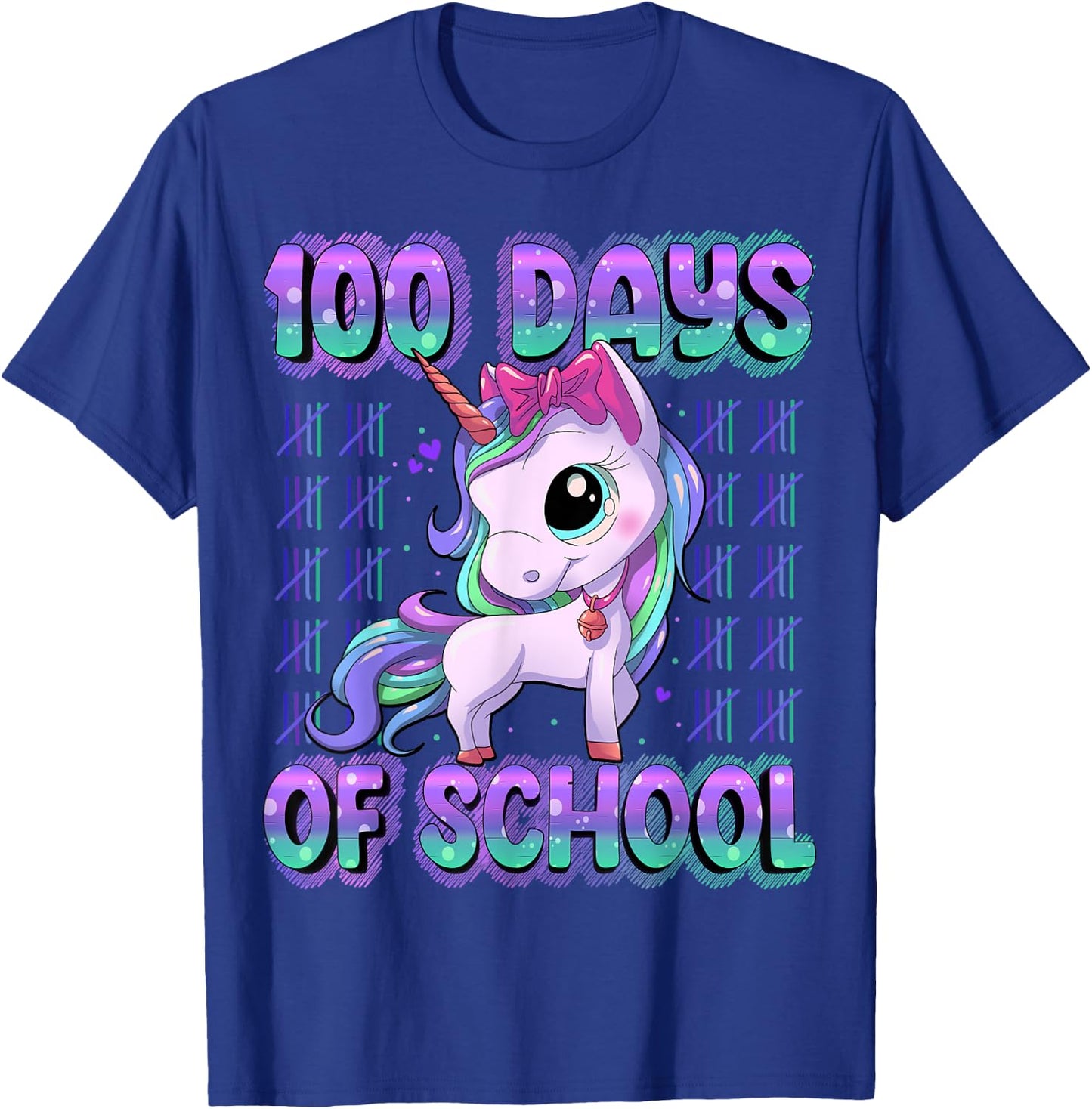 100 Magical Day of School Unicorn Shirts 100 Days Smarter Kids School Shirt Black Short Sleeve Small T-Shirt - T-Shirt | Royal