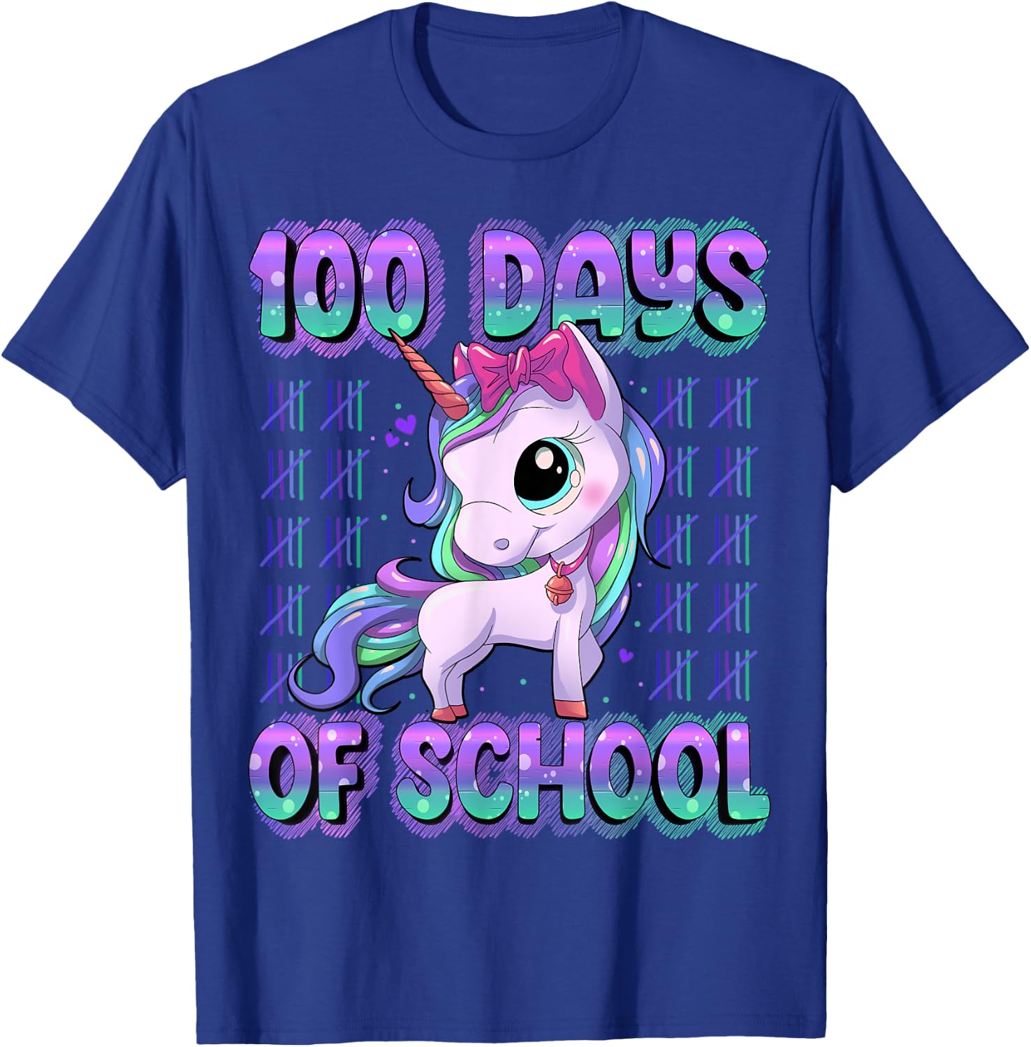 100 Magical Day of School Unicorn Shirts 100 Days Smarter Kids School Shirt Black Short Sleeve Small T-Shirt - T-Shirt | Royal