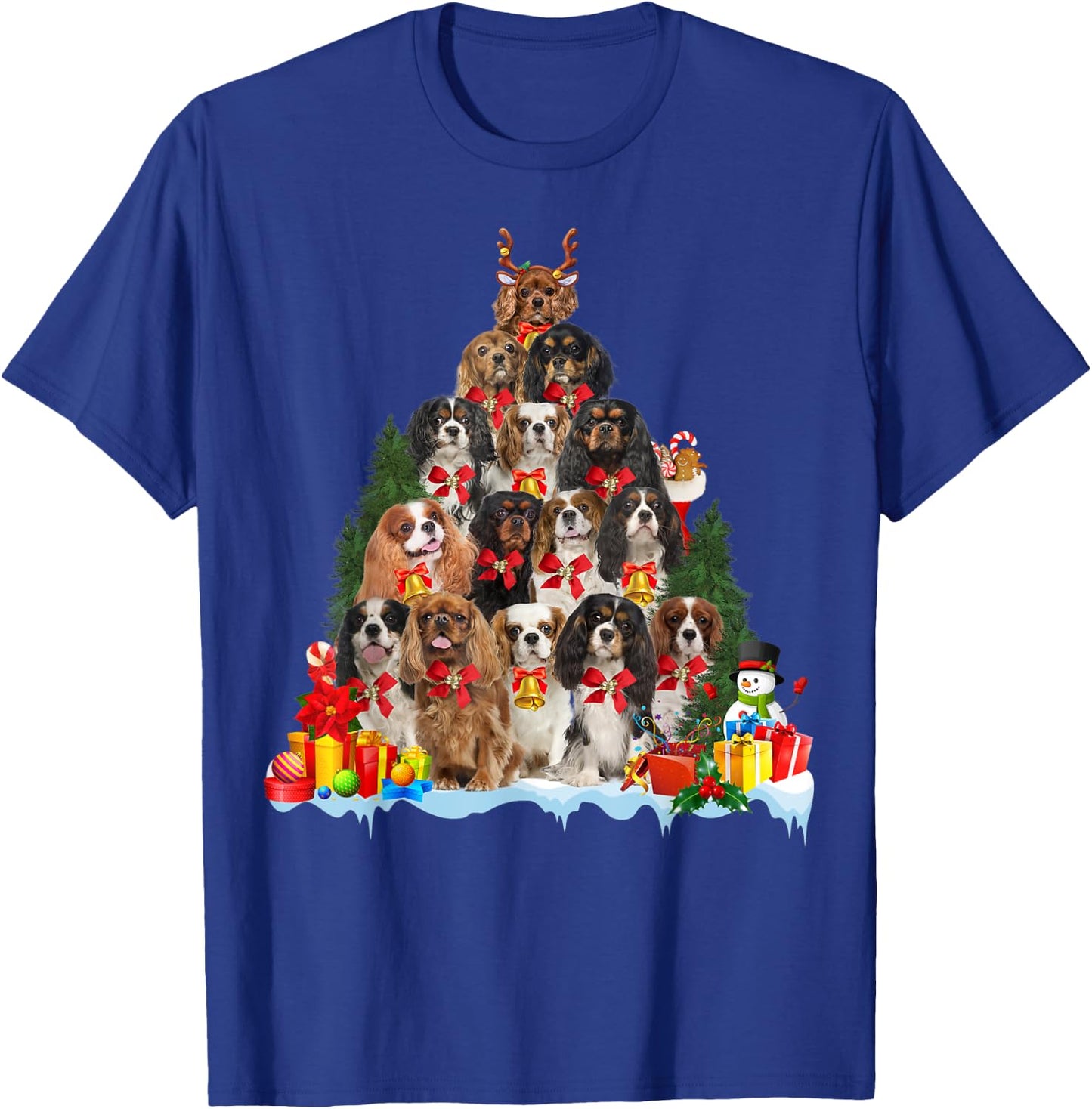 Christmas Pajama Cavalier King Charles Spaniel Xmas Tree T-Shirt - T-Shirt | Royal