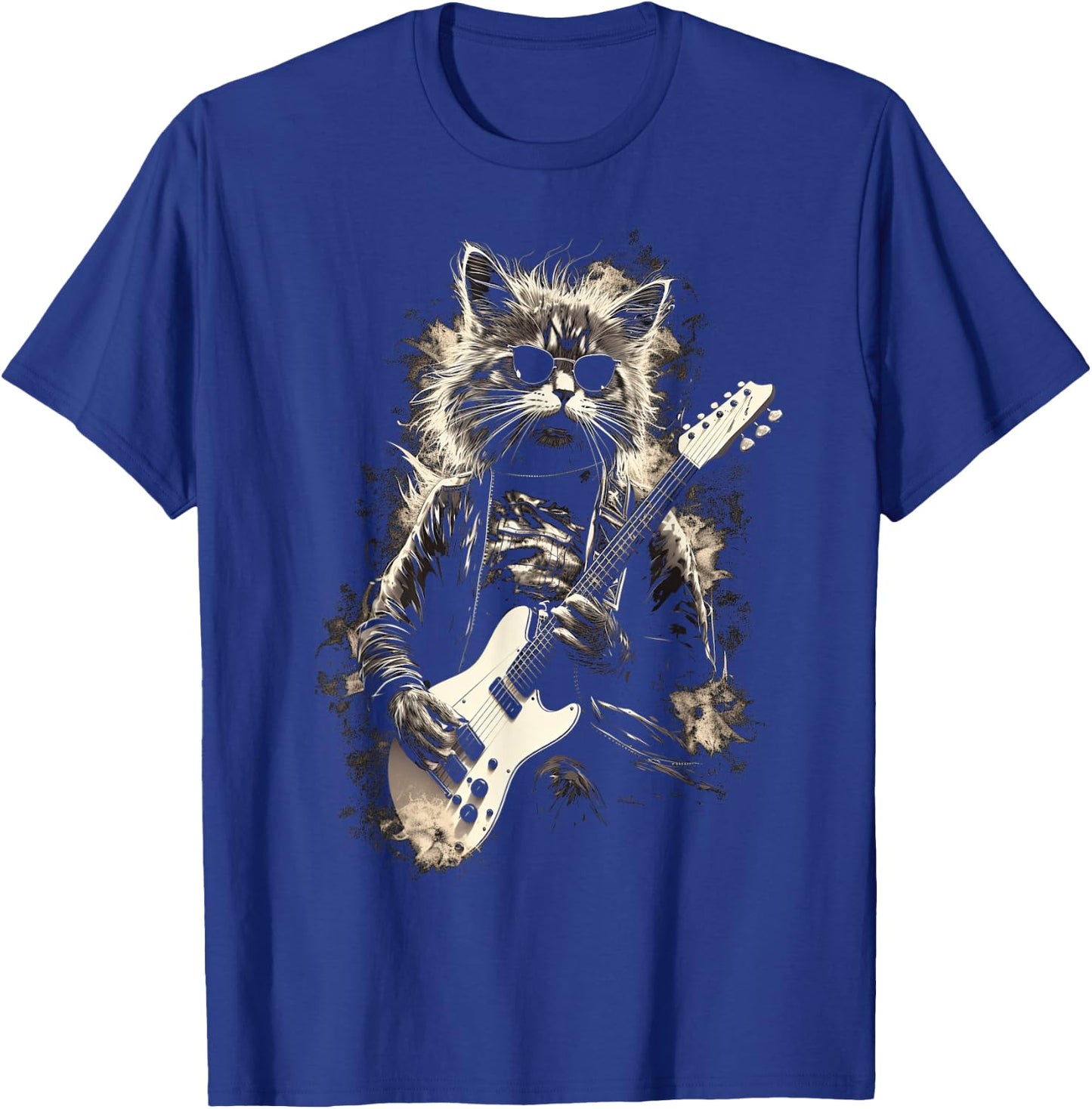 Cat Playing Bass Guitar Guitarist Rocker cool Men Women Kids T-Shirt - T-Shirt | Royal