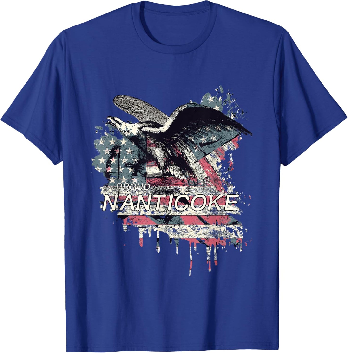Nanticoke American Indian Tribe Old theme USA Flag Eagle Women Men T-Shirt - T-Shirt | Royal