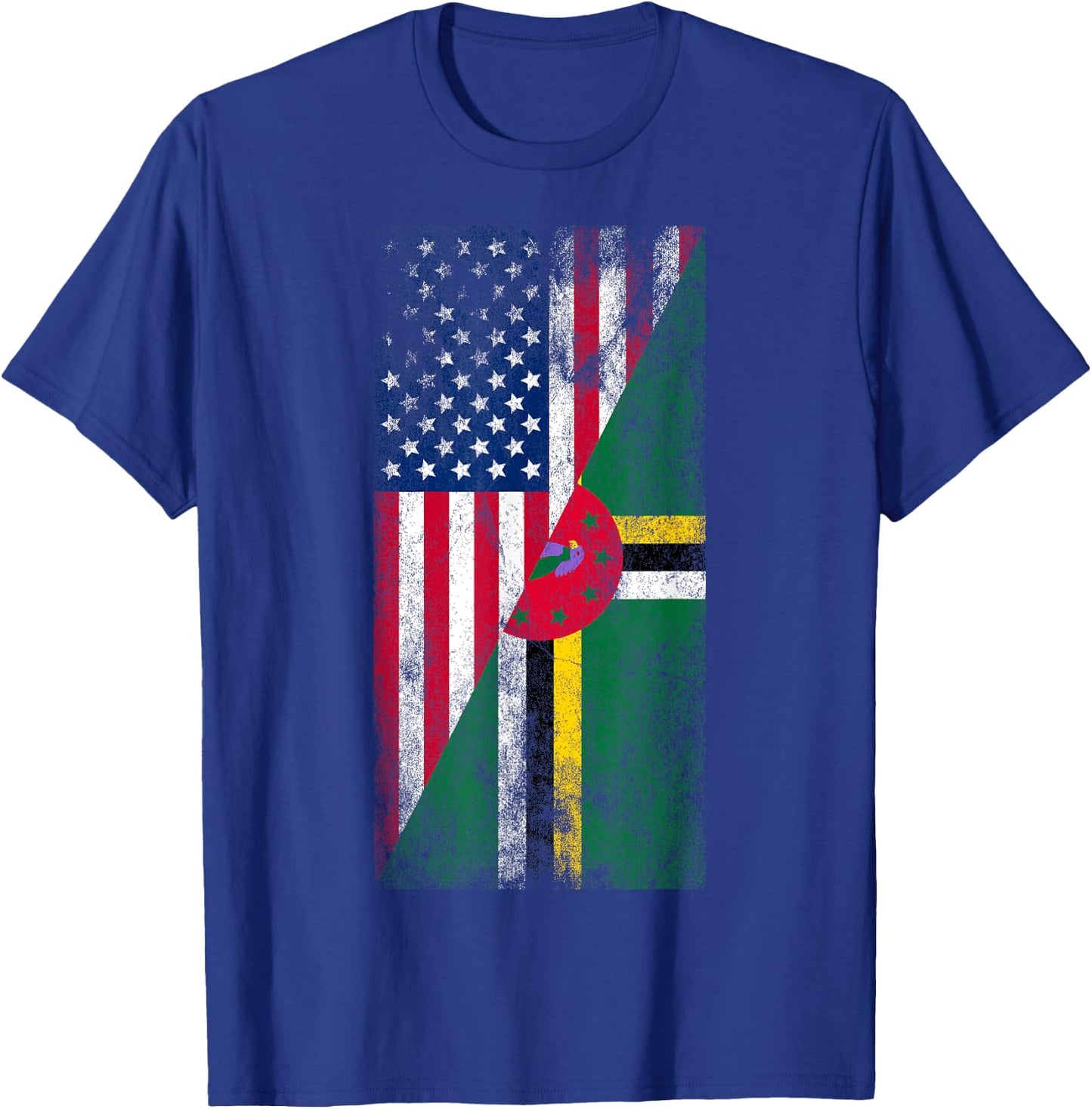 USA & Dominica Flags - United States of America, Dominican T-Shirt - T-Shirt | Royal