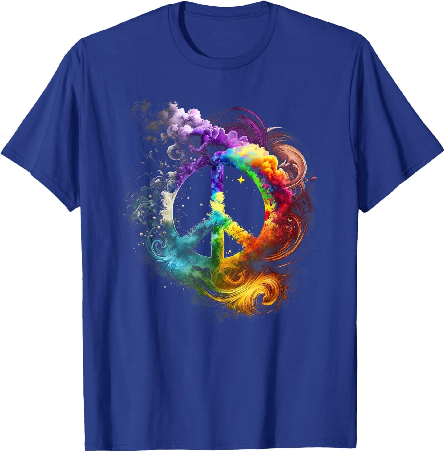 Peace sign of freedom hippie flower child space science T-Shirt - T-Shirt | Royal