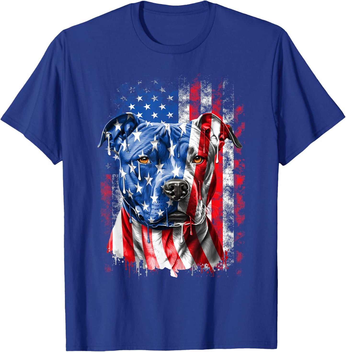 Abab Patriotic Pitbull Dog Lover Owner 4th Of July Retro Pitbull Dog & American Flag Independence Day July 4th T-Shirt - T-Shirt | Royal