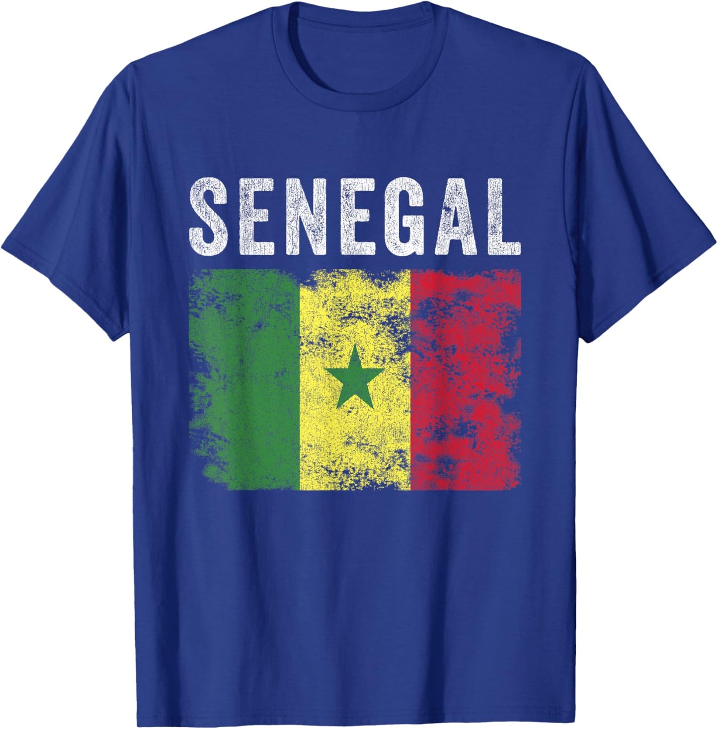 Senegal Flag Distressed - Men Women Kids - Senegalese Flag T-Shirt - T-Shirt | Royal