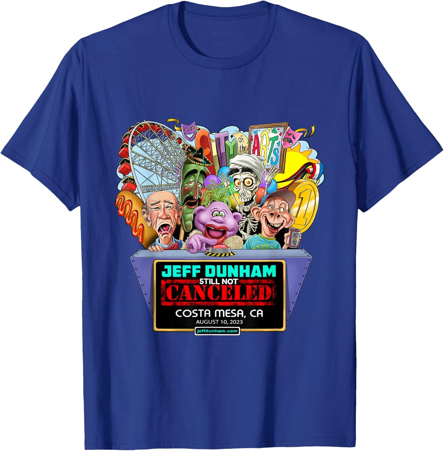 Jeff Dunham Costa Mesa, CA (2023) T-Shirt - T-Shirt | Royal
