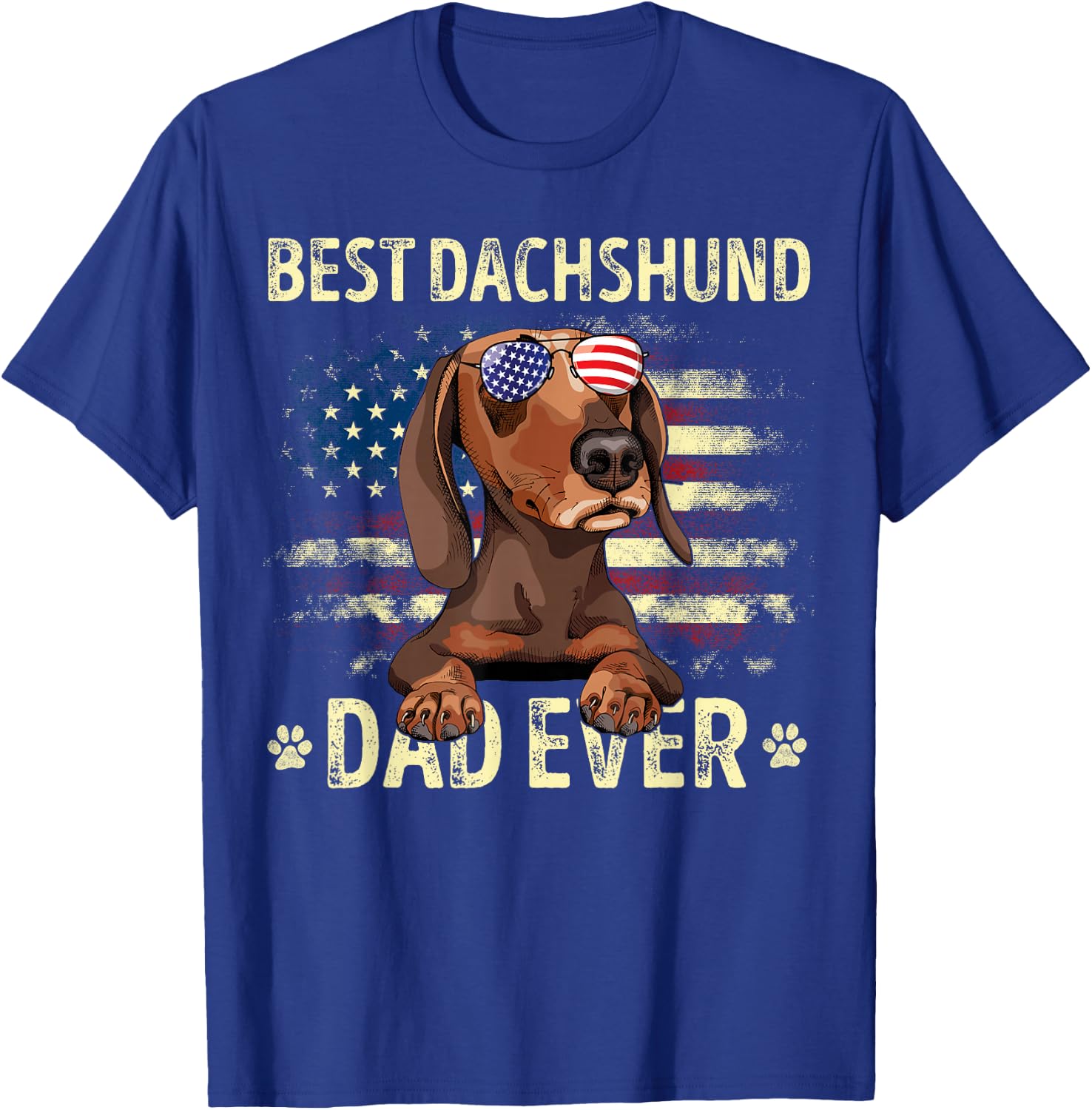 Dachshund Dad Flag American Best Dog Dad Ever Dachshund Men T-Shirt - T-Shirt | Royal