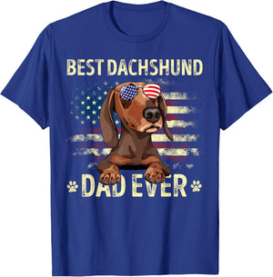 Dachshund Dad Flag American Best Dog Dad Ever Dachshund Men T-Shirt - T-Shirt | Royal