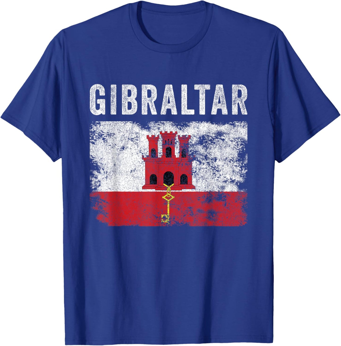 Gibraltar Flag Distressed - Men Women - Gibraltarian Flag T-Shirt - T-Shirt | Royal
