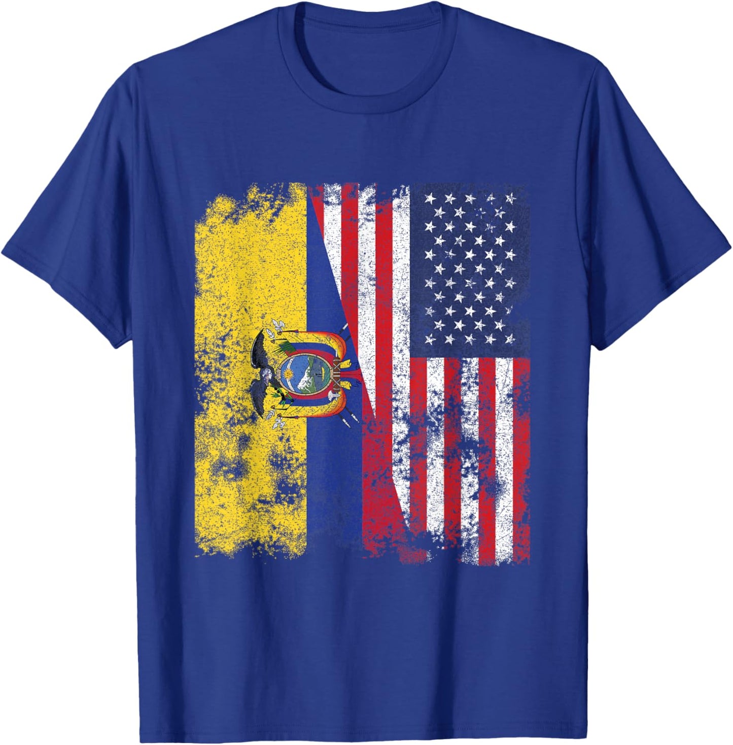 Ecuador USA Flag Distressed - Half American Women Kids Men T-Shirt - T-Shirt | Royal