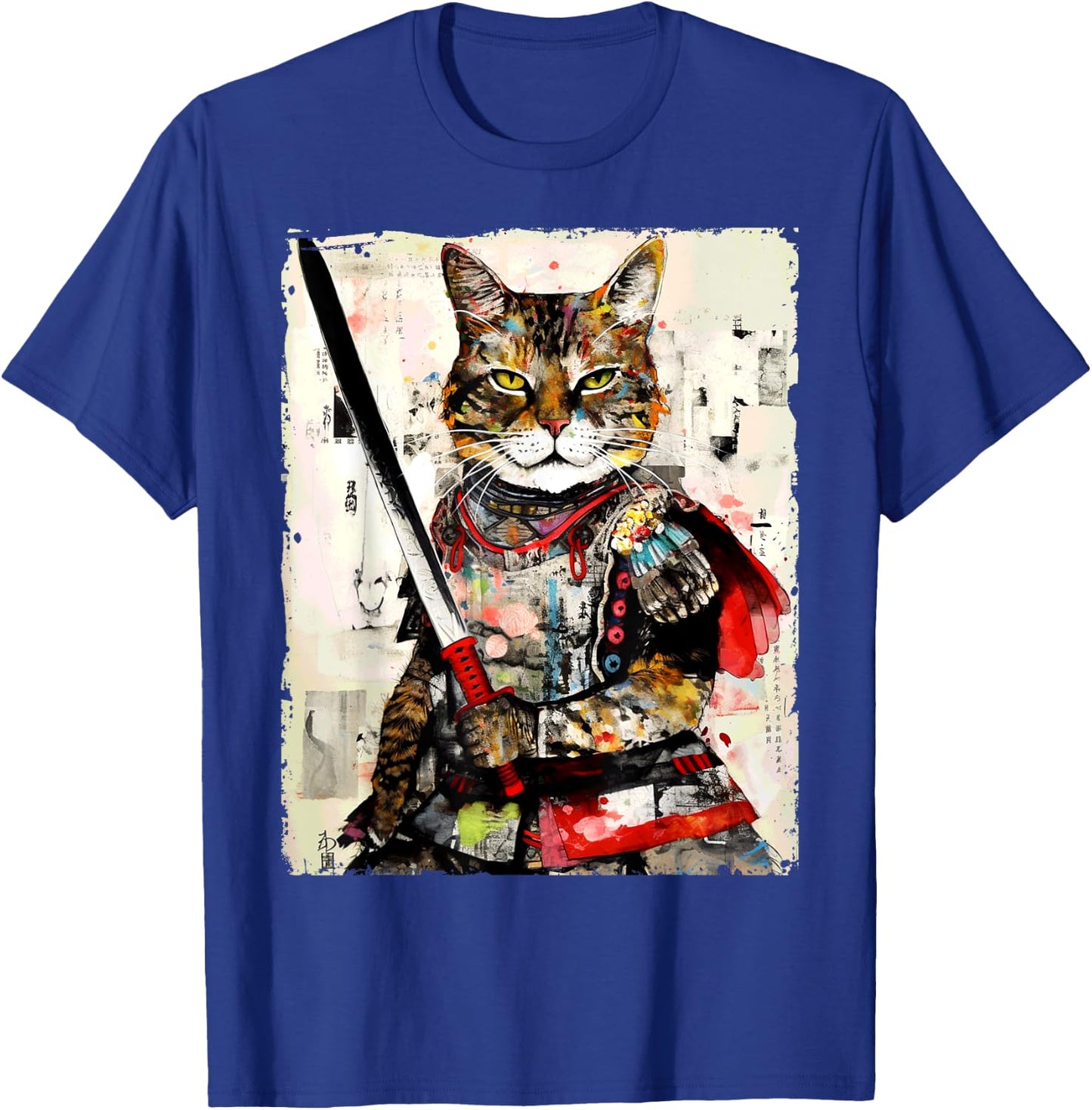 Vintage samurai cat Japanese ninja urban art graphic Men Women Girls Kids T-Shirt - T-Shirt | Royal