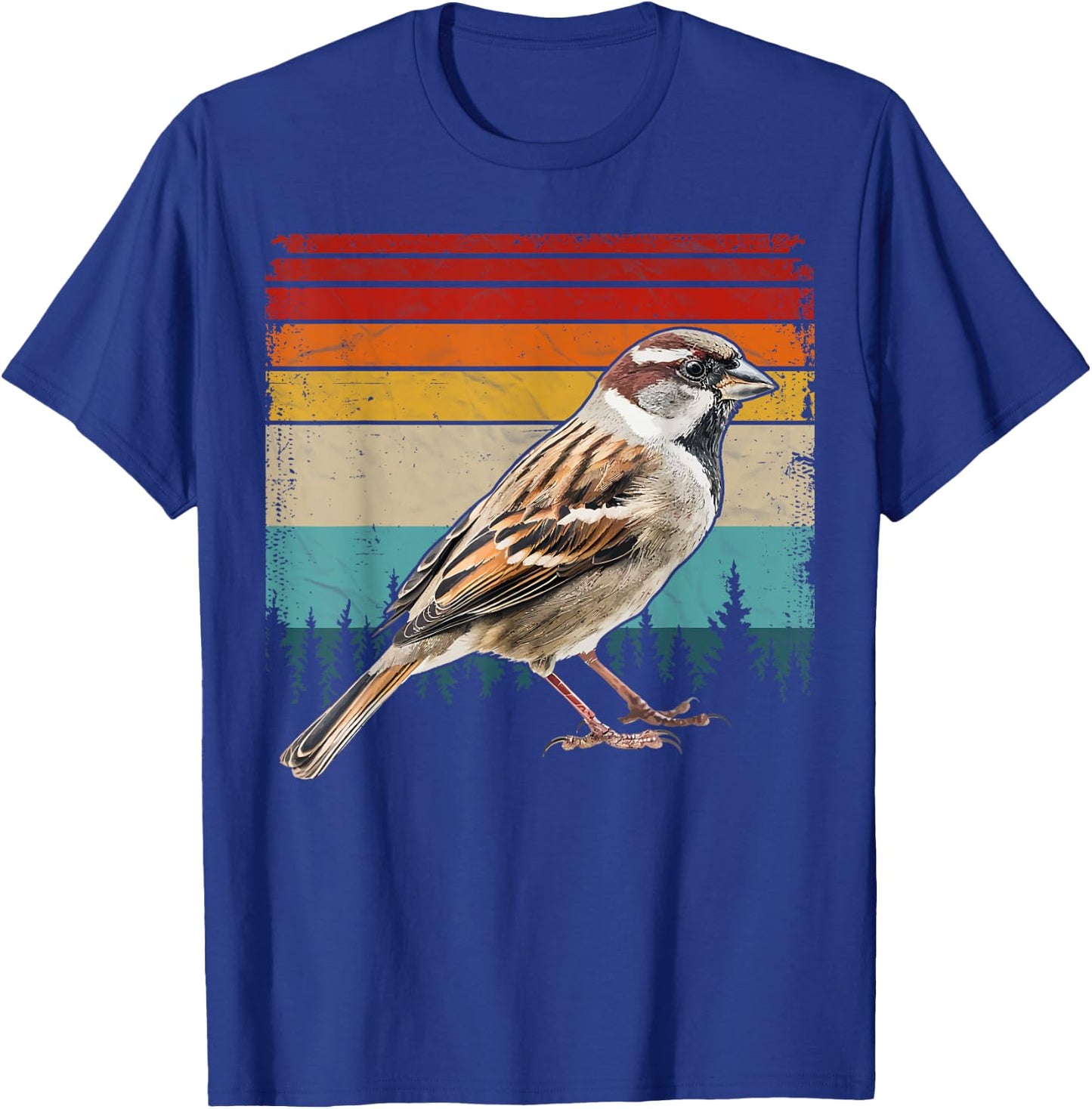 Sparrow Vintage Distressed Retro Style Cool Sparrow Bird T-Shirt - T-Shirt | Royal