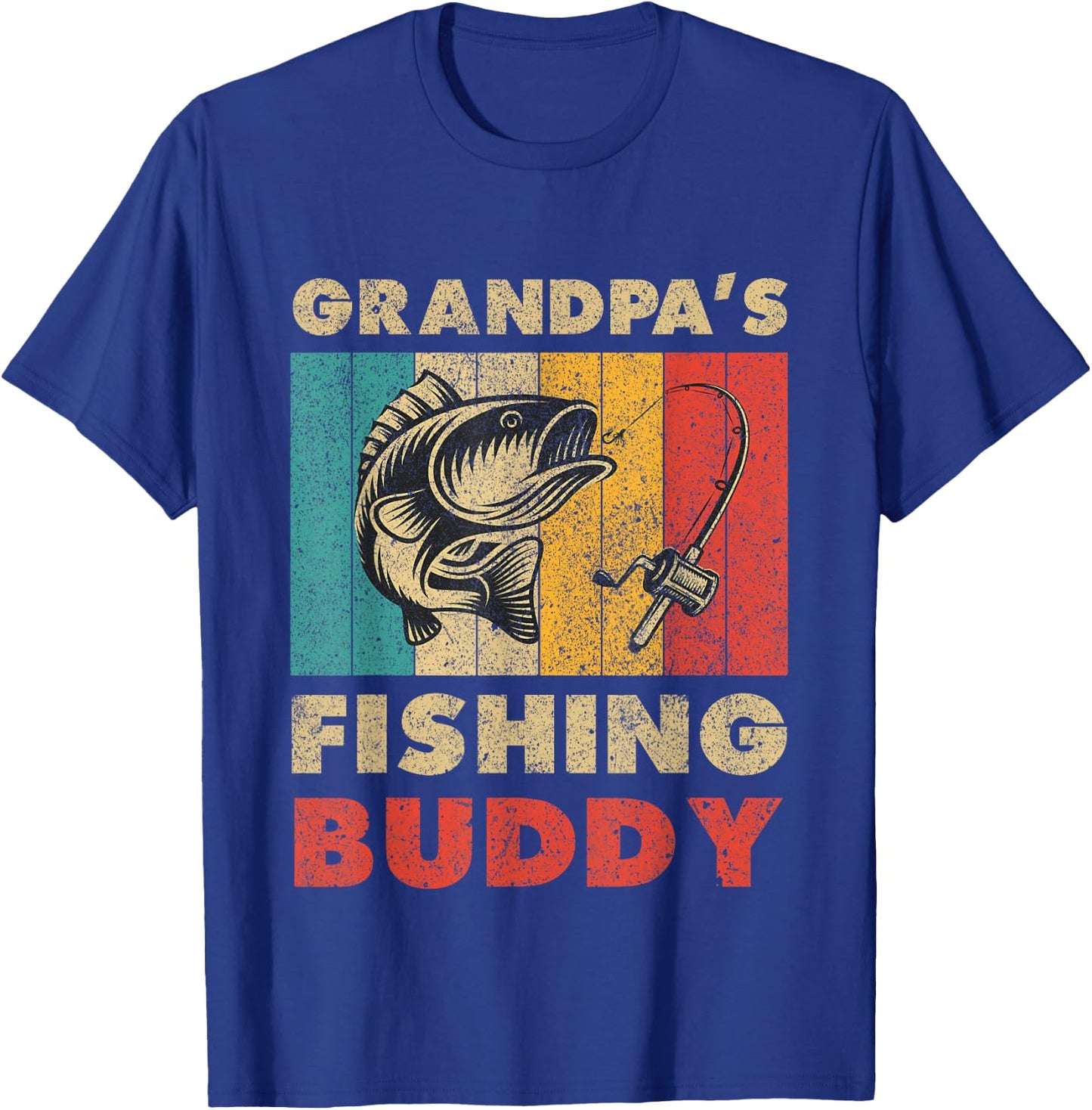 Funny Fishing Grandpa's Fishing Buddy Vintage Fishing T-Shirt - T-Shirt | Royal